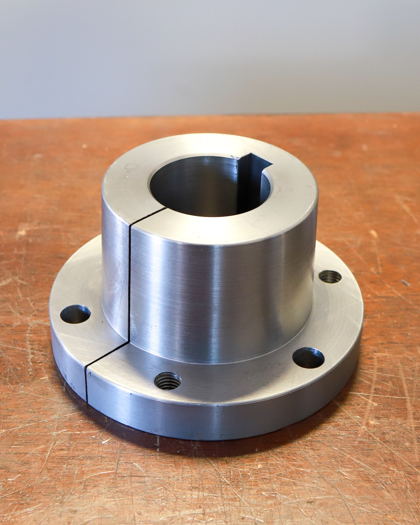 Split steel bushing hub machined by Blue Ridge Tool