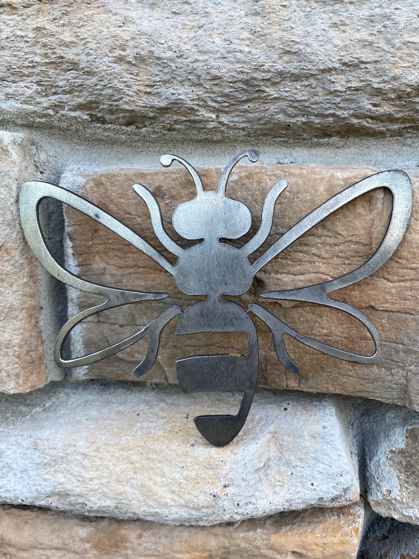 Steel bee wall art cut by Blue Ridge Tool